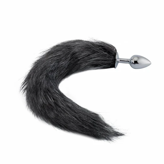 Dark Grey Fox Metal Tail, 18" Pleasurable 7973