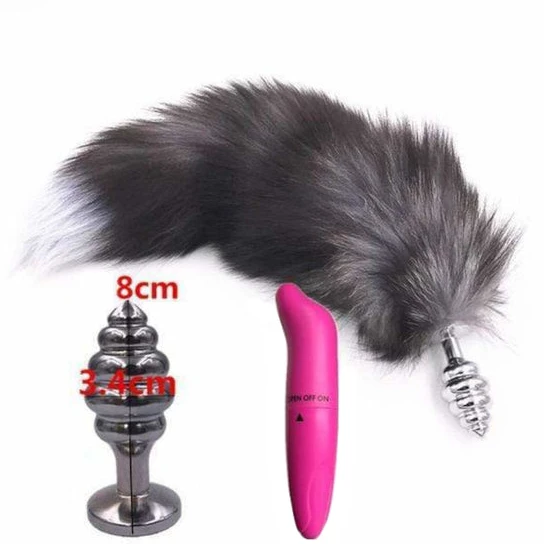 Elegant 2093 Dark Fox Tail With Vibrator 15
