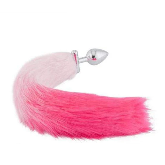 Elegant 2328 Pink with White Fox Shapeable Metal Tail, 18