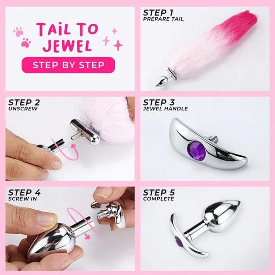 Elegant 2328 Pink with White Fox Shapeable Metal Tail, 18