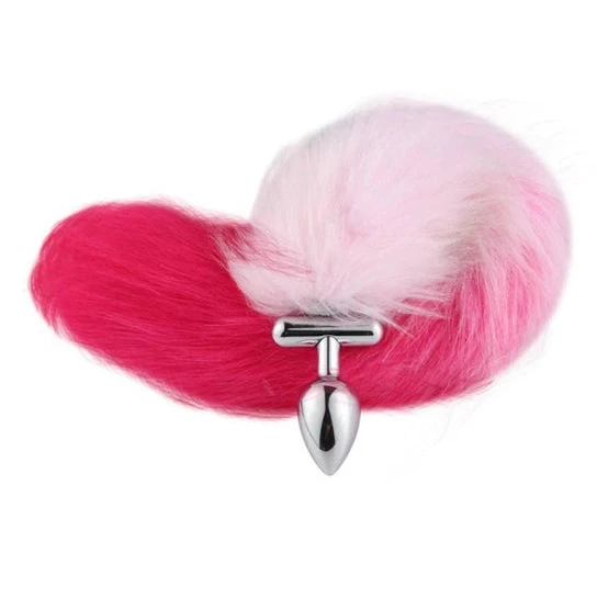 Elegant 2328 Pink with White Fox Shapeable Metal Tail, 18