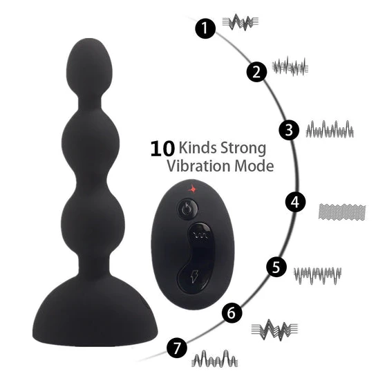 Elegant 5834 Triple Pleasure Bead Anal Vibration Plug
