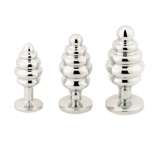 Ergonomic 2641 Pink Ribbed Jeweled Anal Training Set (3 Piece)