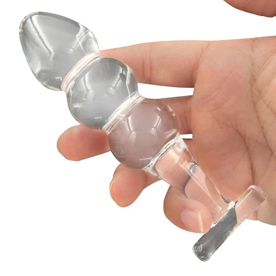 Ergonomic 8523 Glass Clear Anal Bead Plug