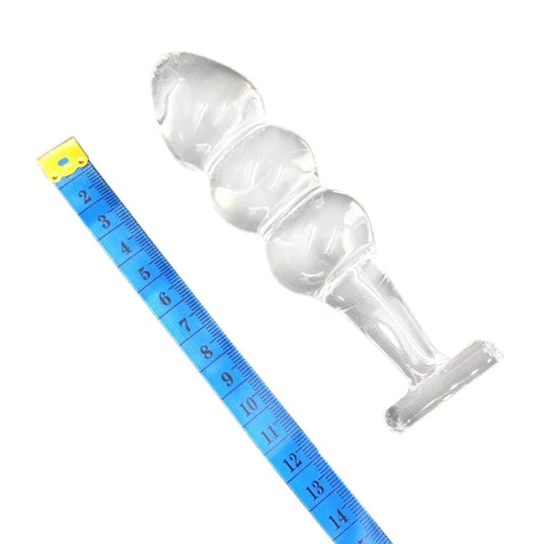 Ergonomic 8523 Glass Clear Anal Bead Plug