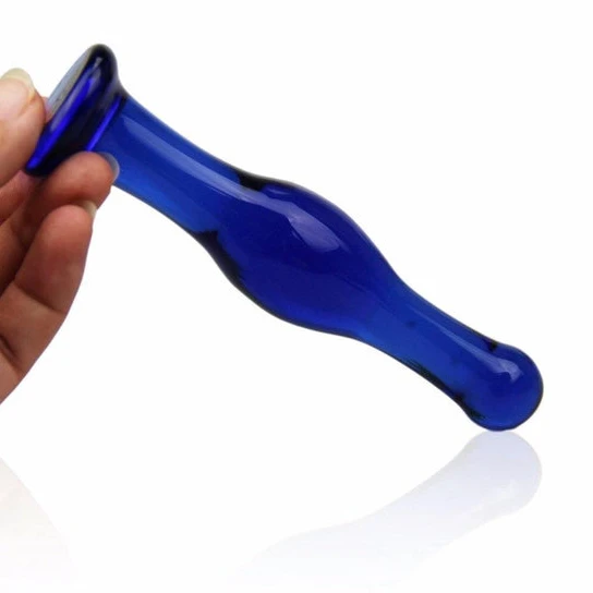 GreatBenefit 9889 Blue Large Anal Glass Plug Dildo