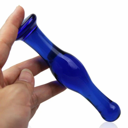 GreatBenefit 9889 Blue Large Anal Glass Plug Dildo