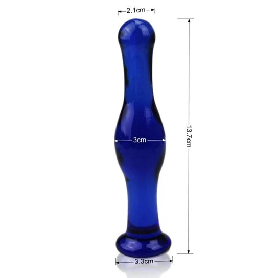 GreatBenefit 9889 Blue Large Anal Glass Plug Dildo
