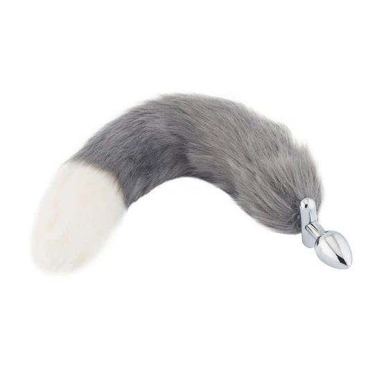 Grey with White Fox Shapeable Metal Tail, 18" Ergonomic 5701