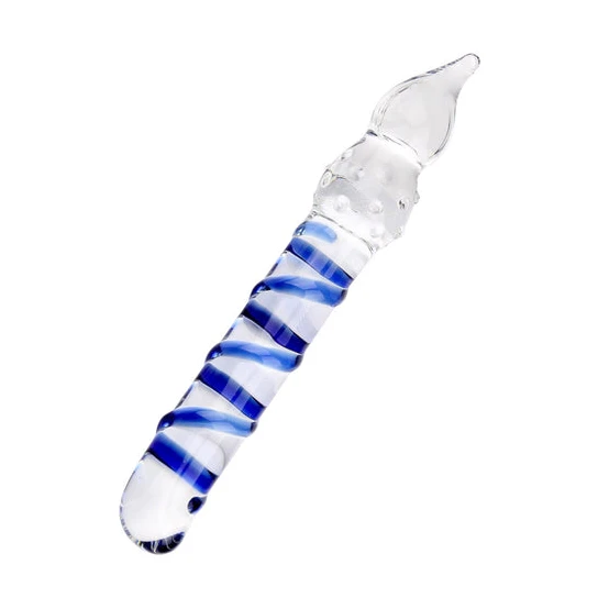 IntimateStyle 4510 Ribbed Anal Blue Glass Dildo