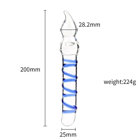 IntimateStyle 4510 Ribbed Anal Blue Glass Dildo