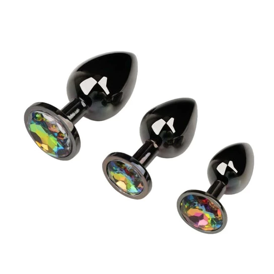 PartnerFriendly 1943 Gunmetal Jeweled Princess Plugs (3 Piece)
