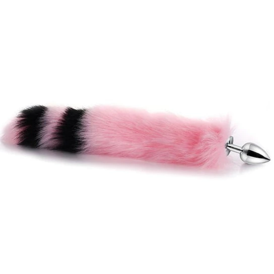 Pink with Black Anal Fox Metal Tail, 14