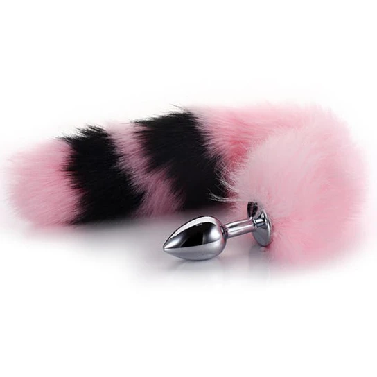 Pink with Black Anal Fox Metal Tail, 14" CustomerFavorite 1585