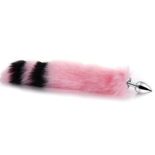 Pink with Black Anal Fox Metal Tail, 14