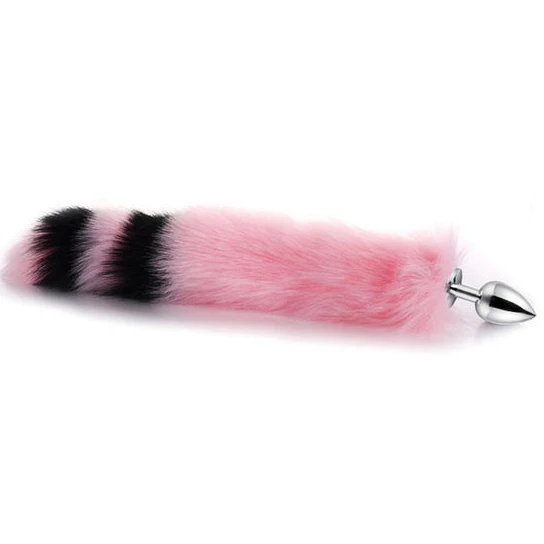 Pink with Black Anal Fox Metal Tail, 14