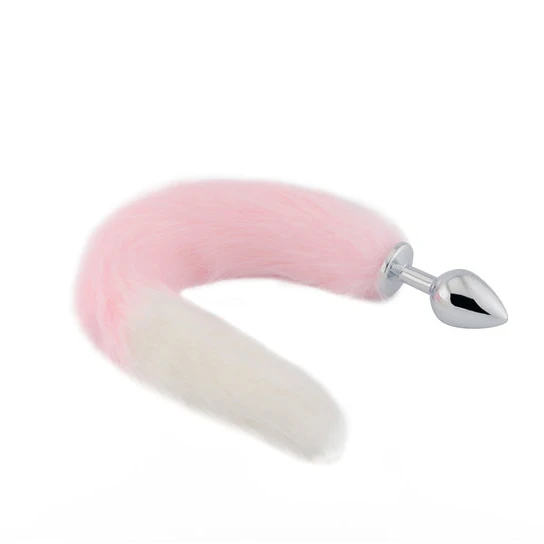 Pink with White Fox Metal Tail, 18
