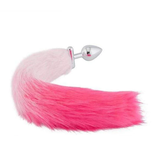 Pink with White Fox Shapeable Metal Tail, 18