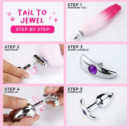 Pink with White Fox Shapeable Metal Tail, 18
