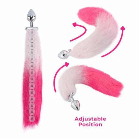 Pink with White Fox Shapeable Metal Tail, 18