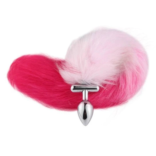 Pink with White Fox Shapeable Metal Tail, 18