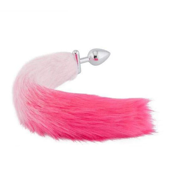 Pink with White Fox Shapeable Metal Tail, 18