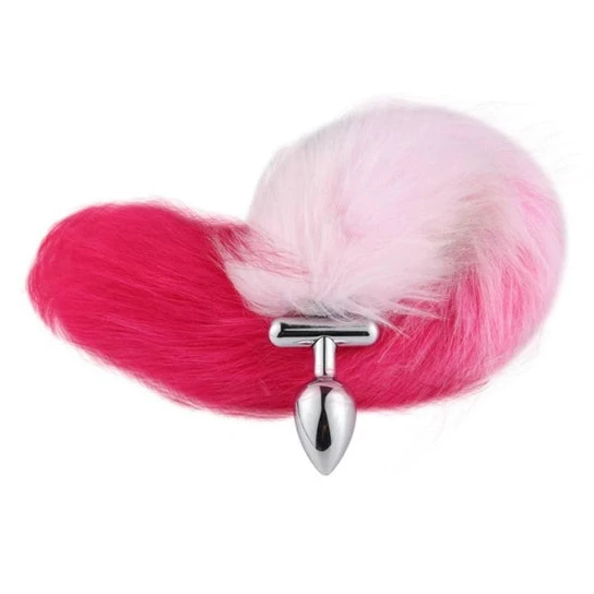 Pink with White Fox Shapeable Metal Tail, 18