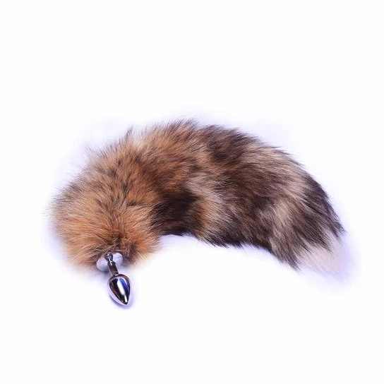 Pleasurable 7439 Brown Metal Anal Fox Tail 16"