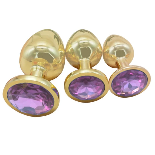 Pleasurable 7682 Gold Anal Toy Jeweled Plug