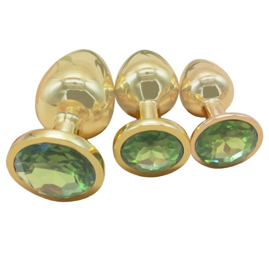 Pleasurable 7682 Gold Anal Toy Jeweled Plug