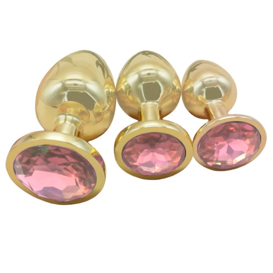 Pleasurable 7682 Gold Anal Toy Jeweled Plug
