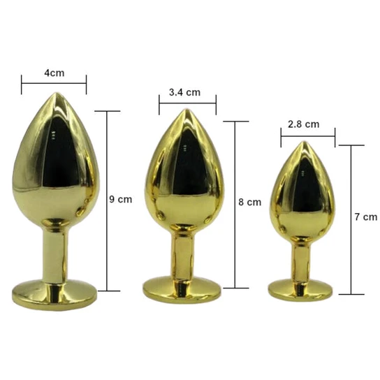 Pleasurable 7682 Gold Anal Toy Jeweled Plug