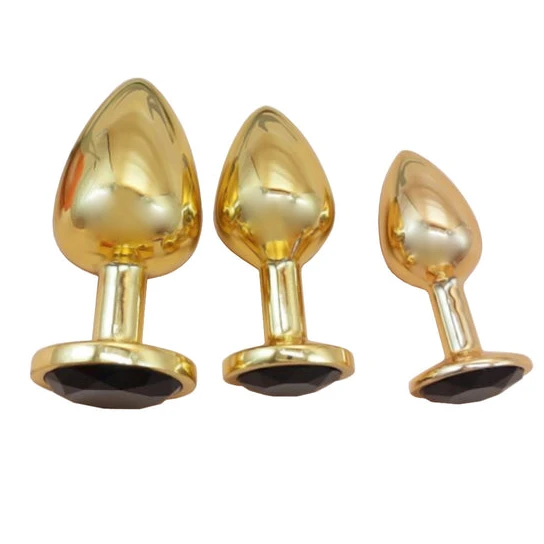 Pleasurable 7682 Gold Anal Toy Jeweled Plug