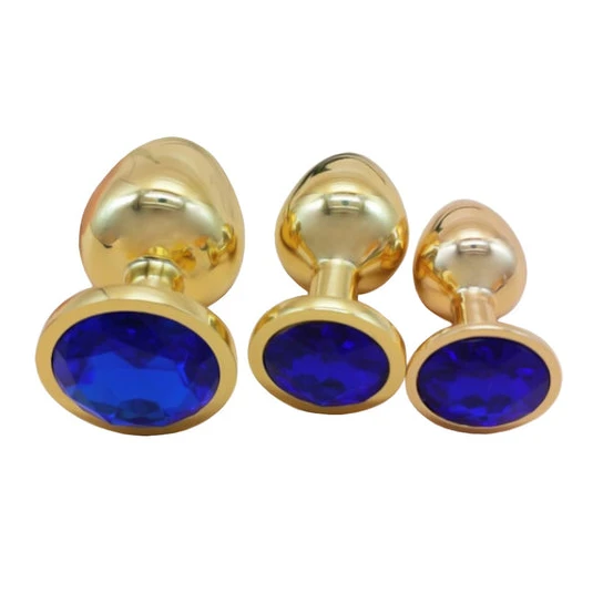 Pleasurable 7682 Gold Anal Toy Jeweled Plug