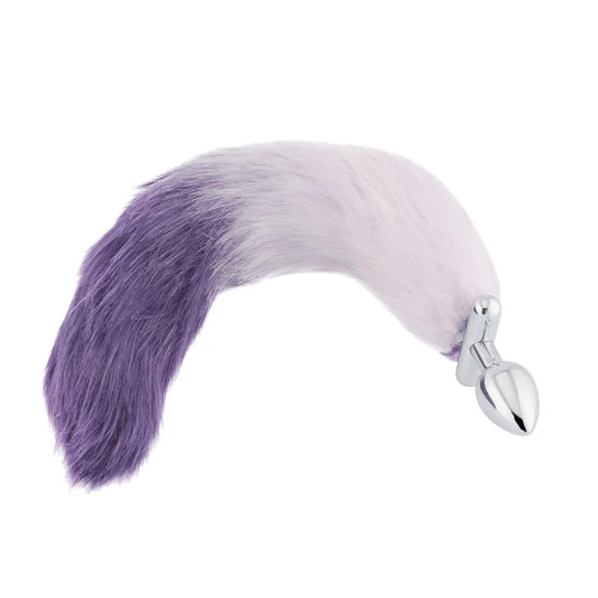 Pleasurable 8777 Purple & White Fox Shapeable Metal Tail, 18
