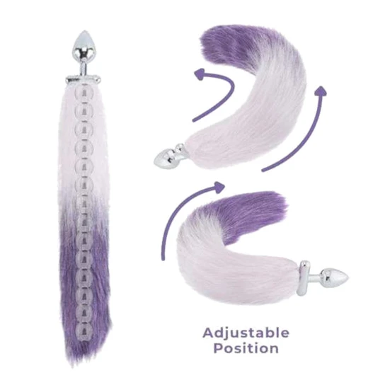 Pleasurable 8777 Purple & White Fox Shapeable Metal Tail, 18