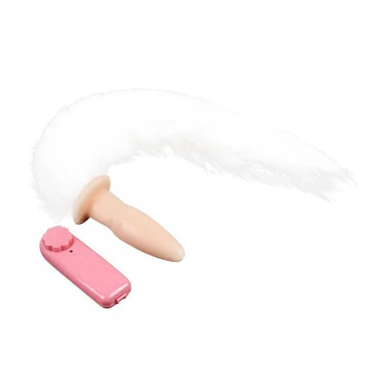 Premium 8713 White Fox Tail Vibrator, 13