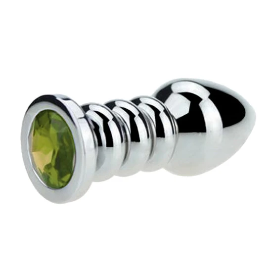 Ribbed Steel Jeweled Plug AllNight 8438