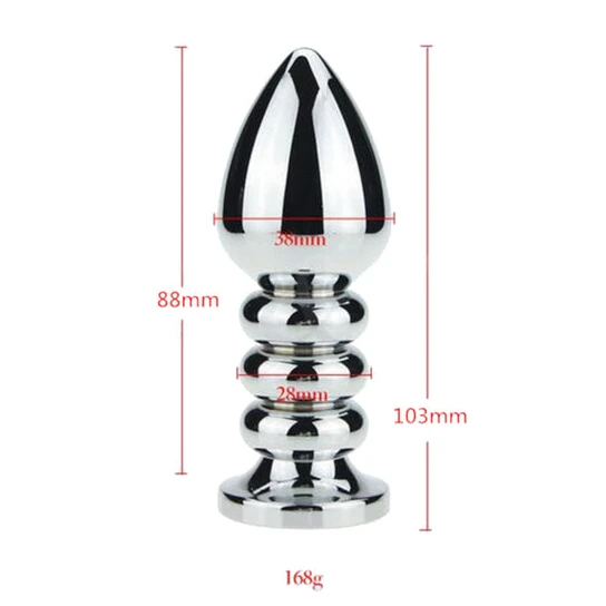 Ribbed Steel Jeweled Plug AllNight 8438