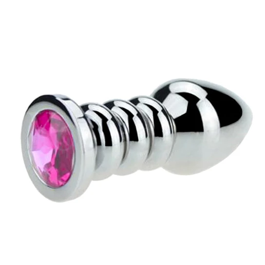 Ribbed Steel Jeweled Plug AllNight 8438