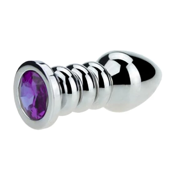 Ribbed Steel Jeweled Plug AllNight 8438