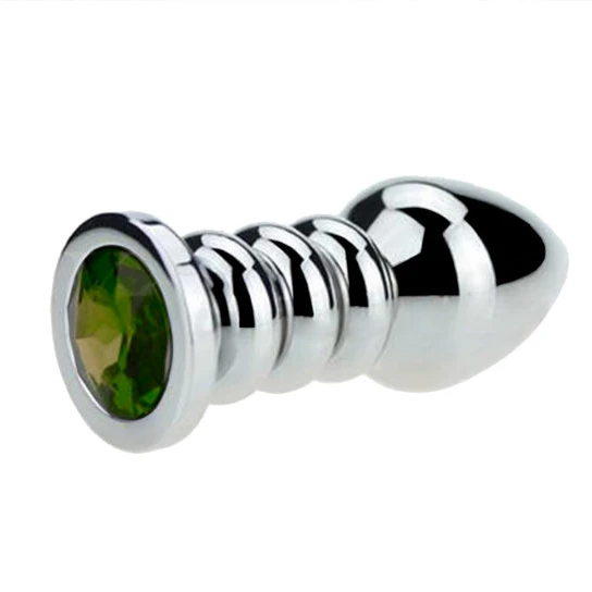 Ribbed Steel Jeweled Plug AllNight 8438