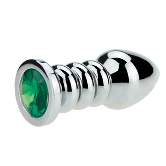 Ribbed Steel Jeweled Plug Elegant 9811