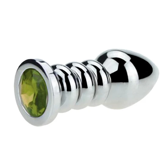 Ribbed Steel Jeweled Plug Elegant 9811