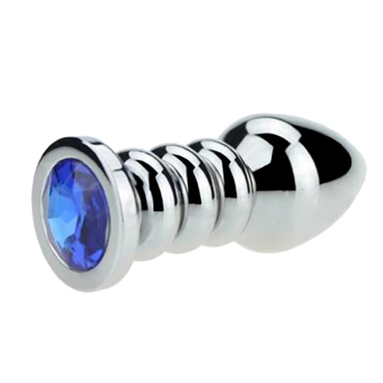 Ribbed Steel Jeweled Plug Elegant 9811