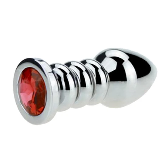 Ribbed Steel Jeweled Plug Elegant 9811