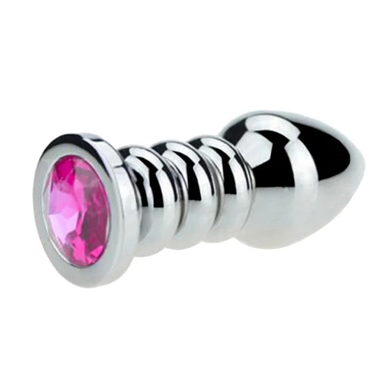 Ribbed Steel Jeweled Plug Elegant 9811