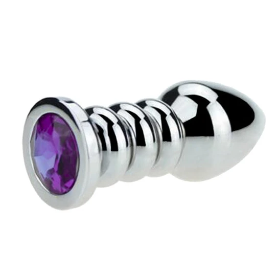 Ribbed Steel Jeweled Plug Elegant 9811