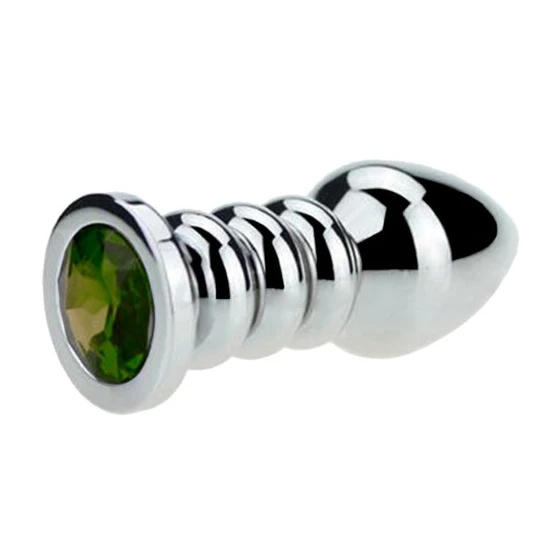 Ribbed Steel Jeweled Plug Elegant 9811