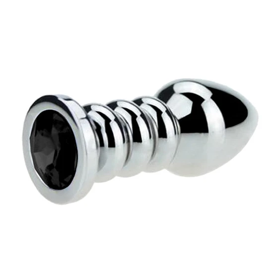Ribbed Steel Jeweled Plug Elegant 9811
